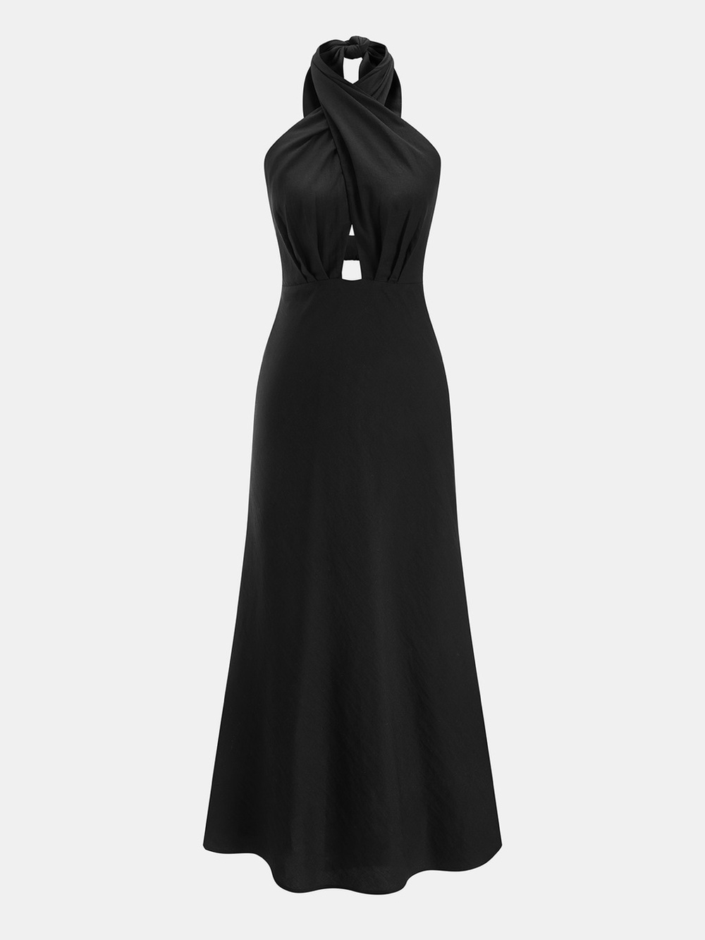 COMMENSE Cotton Linen Halter Neck Cut-Out Maxi Dress - Picture 2 of 2